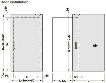 Sliding door fitting, Häfele Slido D-Line43 80M, set with running track for 1 door leaf