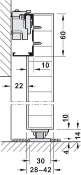 Sliding door fitting, Häfele Slido D-Line43 80M, set with running track for 1 door leaf