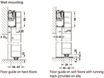 Sliding door fitting, Häfele Slido D-Line43 80M, set with running track for 1 door leaf